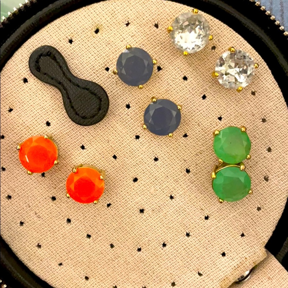 Large Gemstone Stud Earrings - 4 Pair! - image 1